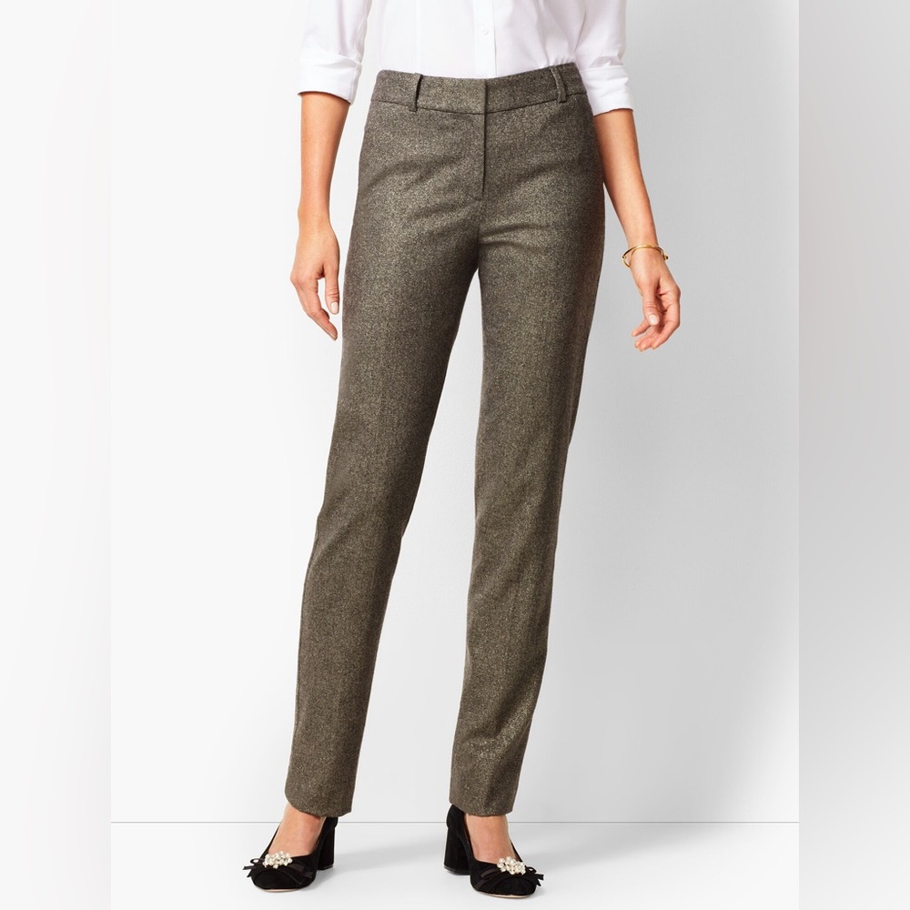 Talbots High Waist Straight Dress Pants 8P Wool Blend Metallic Thread